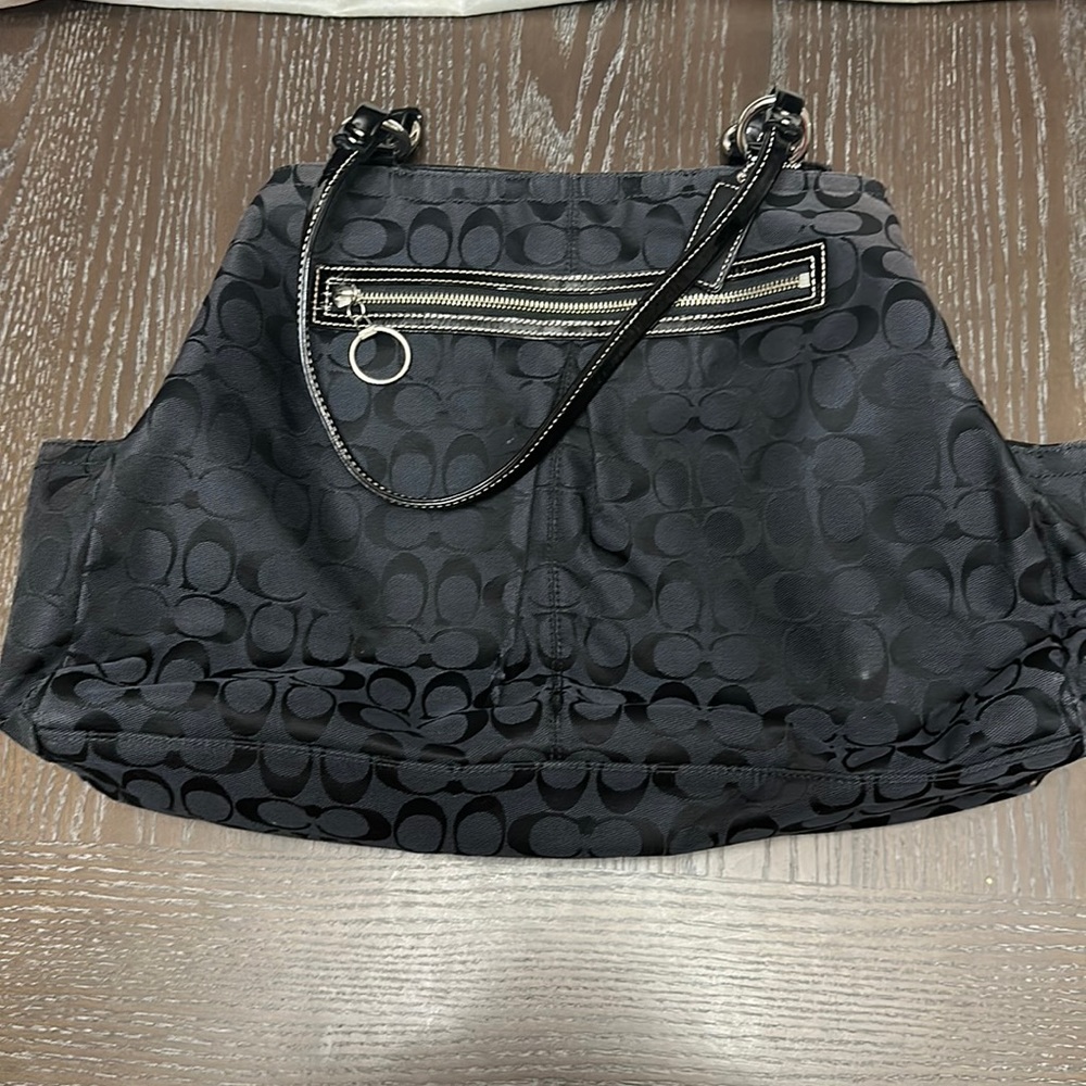 Large coach travel bag signature logo